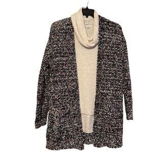 Black cardigan with rainbow‎ color accents, size large